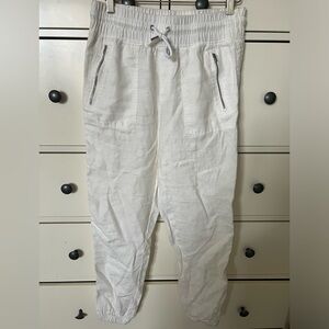 Athleta white linen joggers